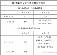 2020年湖南成人高考考试考试时间和注意事项