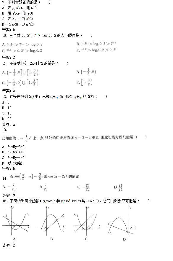 2019年成考高起点文史财经类数学考试模拟试题及答案四(图2)