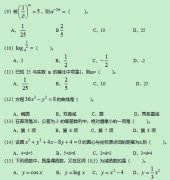 2020年湖南成人高考高起点《理数》模拟题及答案二