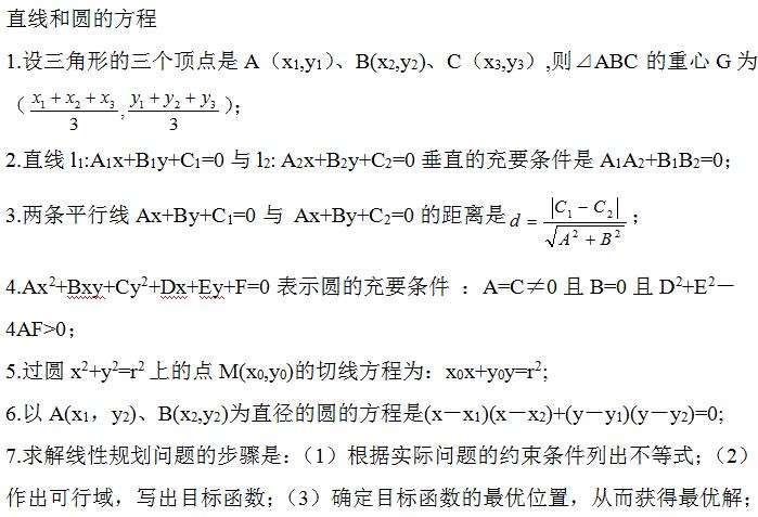 湖南成考高起点理科《数学》考点讲解：直线和圆的方程(图1)