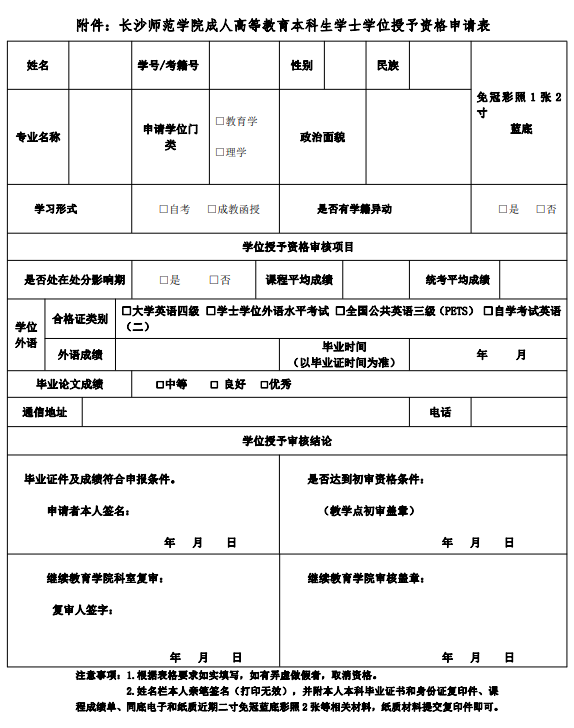 长沙师范学院关于 2024 年上半年高等学历继续教育本科毕业生学士学位申请的通知(图1)