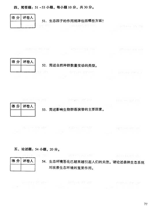 2006年成人高考专升本生态学基础试题及答案(图5)